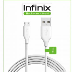 Infinix High-Speed USB Cable - A close-up image of the Infinix High-Speed USB Cable. The cable features a black exterior with a USB Type-A connector on one end and a Micro-USB or USB-C connector on the other end. The connectors are made of durable materials and feature a sleek design. The cable is shown in a coiled position, highlighting its flexibility and convenient length. The Alt Text provides a description of the visual elements in the image for individuals with visual impairments or who are using assistive technologies."